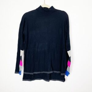 Autumn‎ Cashmere Woman's M Black Colorblock Sleeve Step Hem Mock Neck Sweater